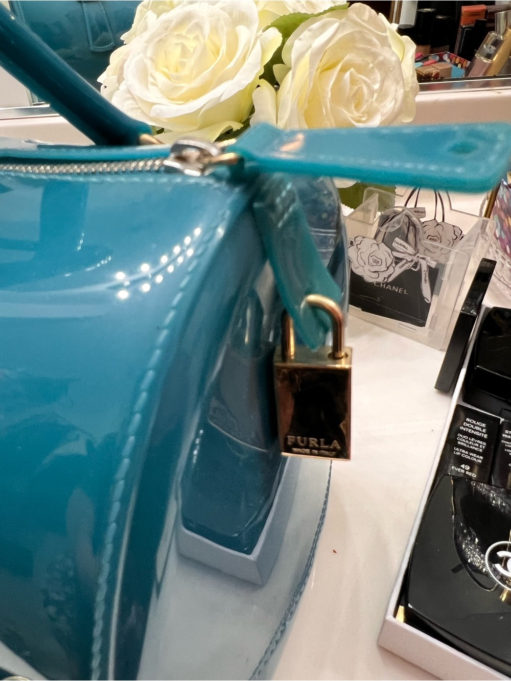 Furla Teal Jelly Bag with Pouch - Picture 2 of 16